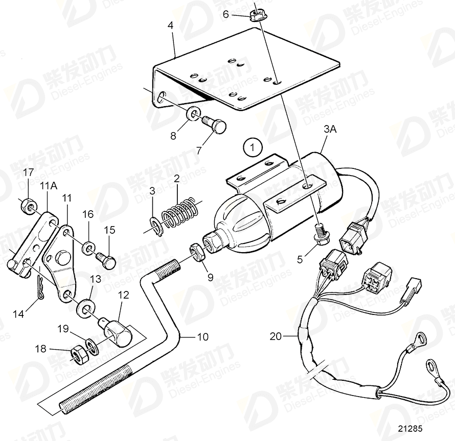 VOLVO Intermediate lever 3825586 Drawing